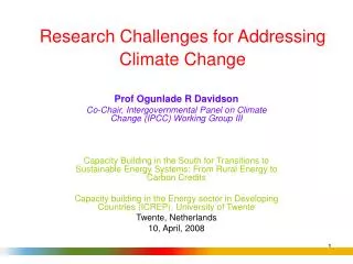 Research Challenges for Addressing Climate Change