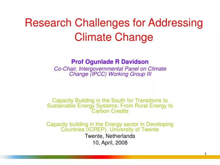research challenges for addressing climate change