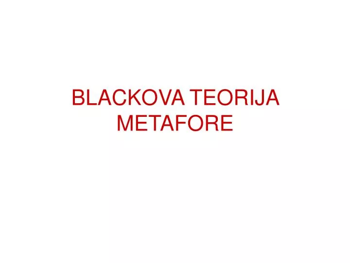 blackova teorija metafore