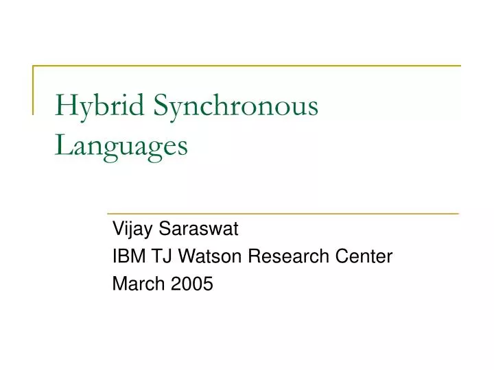 hybrid synchronous languages