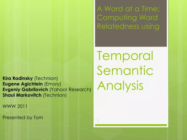 a word at a time computing word relatedness using temporal semantic analysis