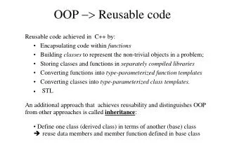 OOP -&gt; Reusable code
