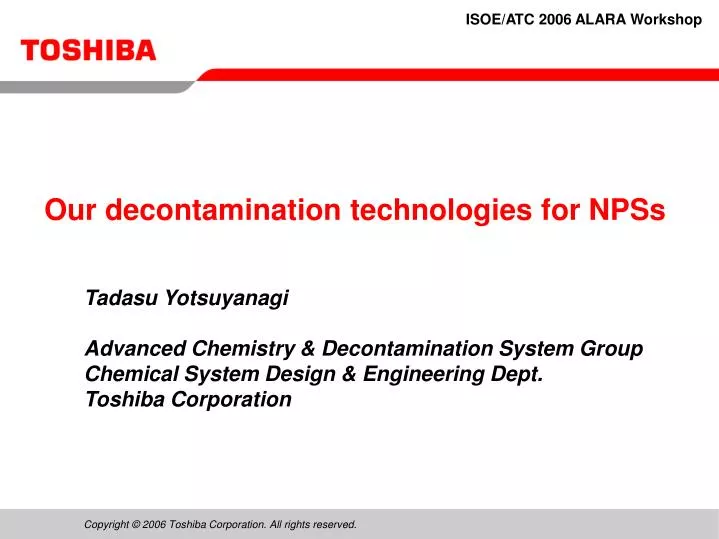 our decontamination technologies for npss