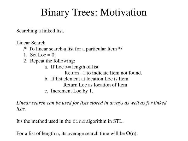 binary trees motivation