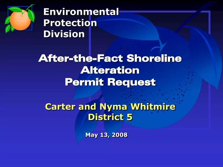 after the fact shoreline alteration permit request carter and nyma whitmire district 5