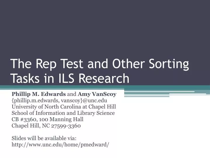 the rep test and other sorting tasks in ils research