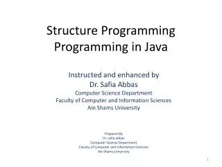 Structure Programming Programming in Java