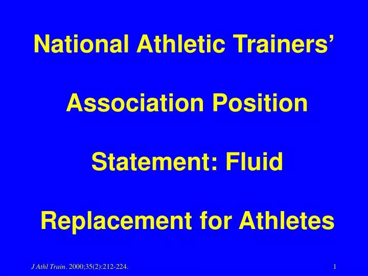 national athletic trainers association position statement fluid replacement for athletes