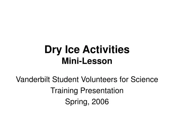 dry ice activities mini lesson