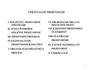 upravljanje proizvodnje