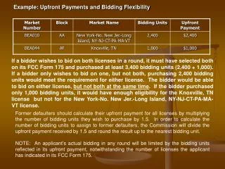 Example: Upfront Payments and Bidding Flexibility
