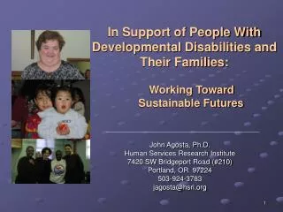 In Support of People With Developmental Disabilities and Their Families: