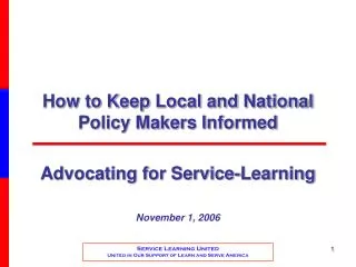 How to Keep Local and National Policy Makers Informed