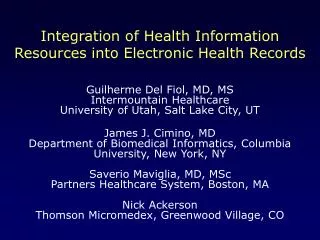 Integration of Health Information Resources into Electronic Health Records