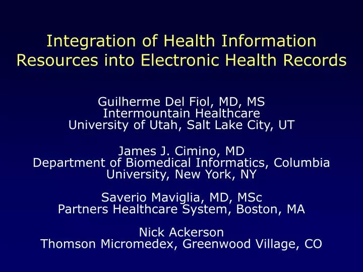 integration of health information resources into electronic health records