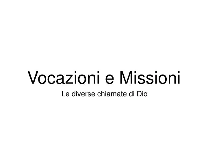 vocazioni e missioni