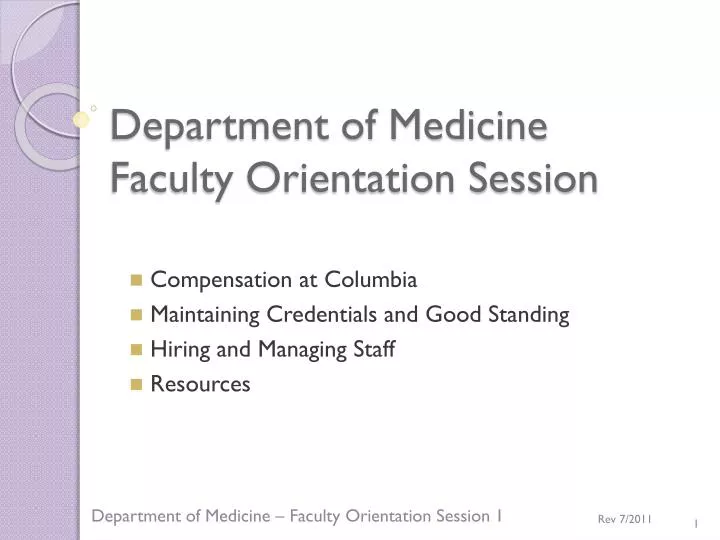 department of medicine faculty orientation session