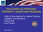 GSA SURPLUS PERSONAL PROPERTY DONATION PROGRAM - slide 1