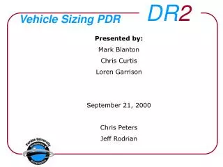 Vehicle Sizing PDR