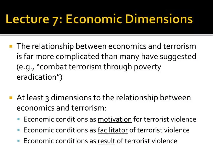 lecture 7 economic dimensions