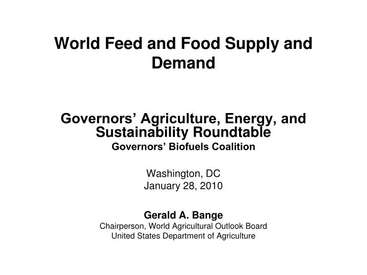 world feed and food supply and demand