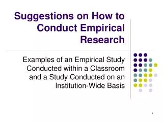 suggestions on how to conduct empirical research