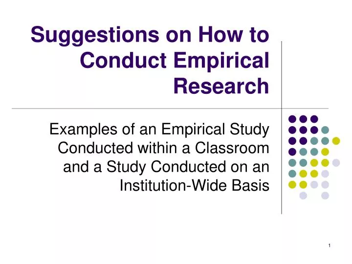 suggestions on how to conduct empirical research