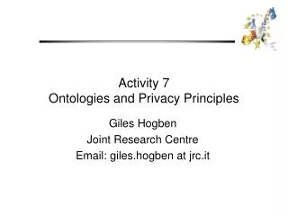 Activity 7 Ontologies and Privacy Principles