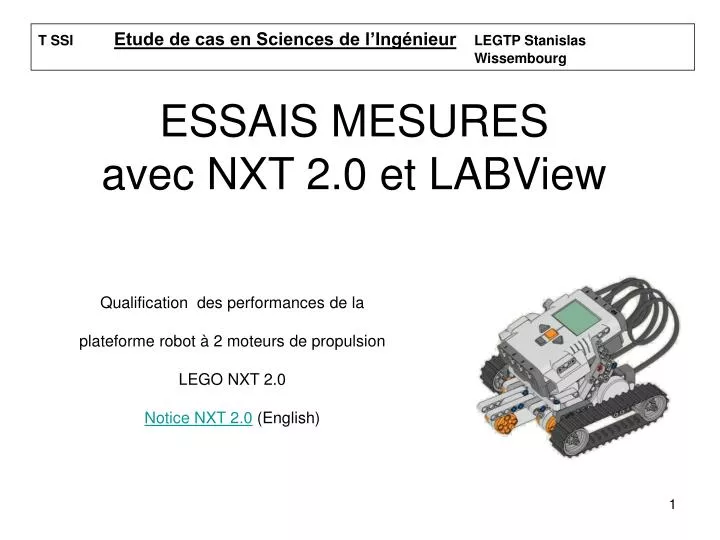 essais mesures avec nxt 2 0 et labview