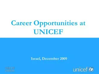 Career Opportunities at UNICEF
