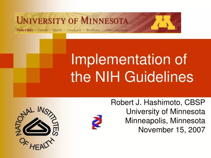 implementation of the nih guidelines