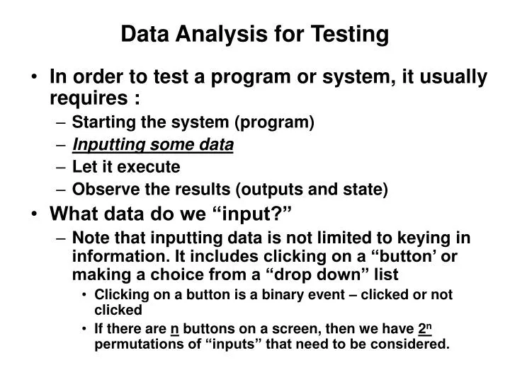 data analysis for testing