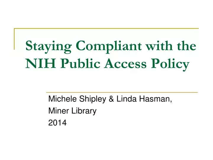 staying compliant with the nih public access policy