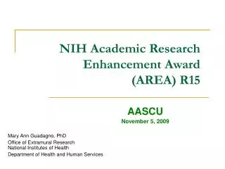 NIH Academic Research Enhancement Award (AREA) R15