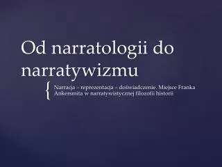 od narratologii do narratywizmu