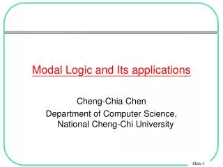 Modal Logic and Its applications