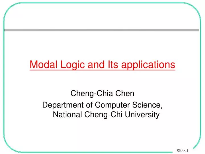 modal logic and its applications