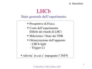 lhcb stato generale dell esperimento