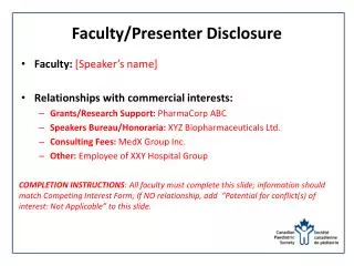 Faculty/Presenter Disclosure