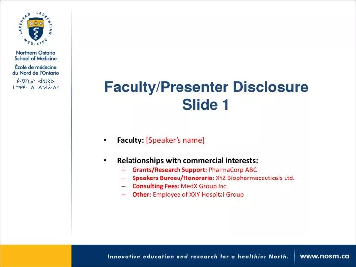 faculty presenter disclosure slide 1