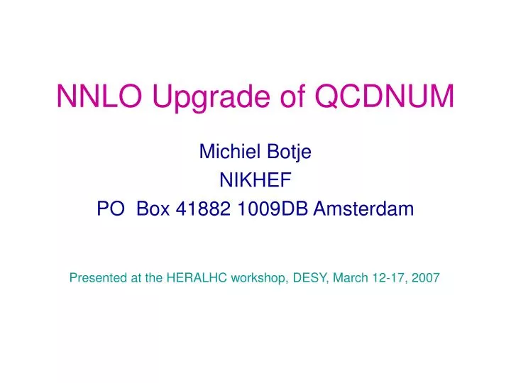 nnlo upgrade of qcdnum