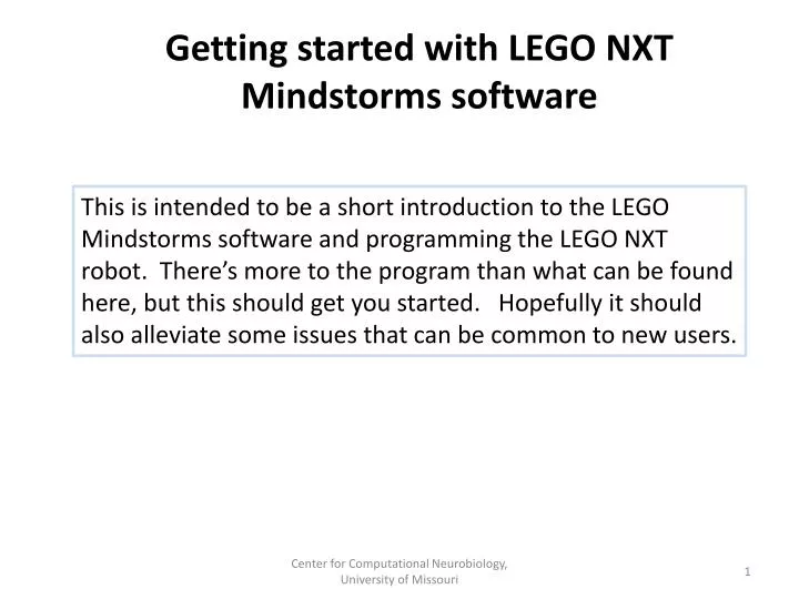 getting started with lego nxt mindstorms software