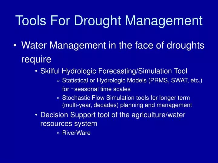 tools for drought management