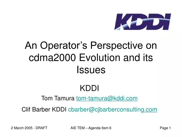 an operator s perspective on cdma2000 evolution and its issues