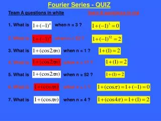 Fourier Series - QUIZ