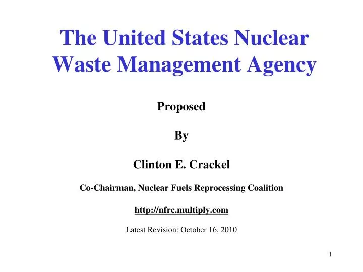 the united states nuclear waste management agency