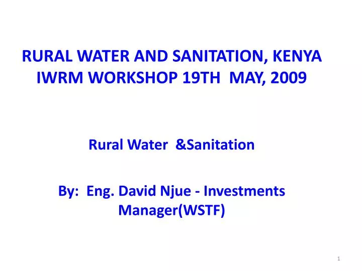 rural water and sanitation kenya iwrm workshop 19th may 2009