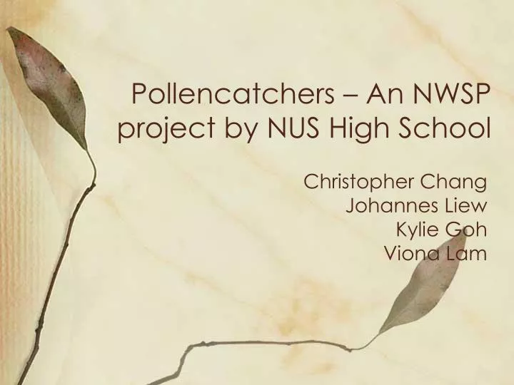pollencatchers an nwsp project by nus high school