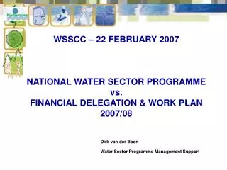 Dirk van der Boon Water Sector Programme Management Support