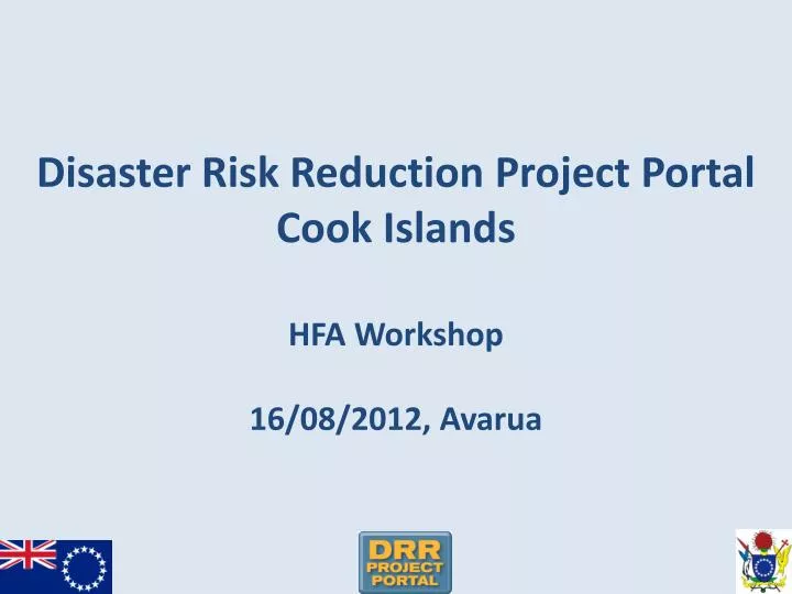 disaster risk reduction project portal cook islands hfa workshop 16 08 2012 avarua